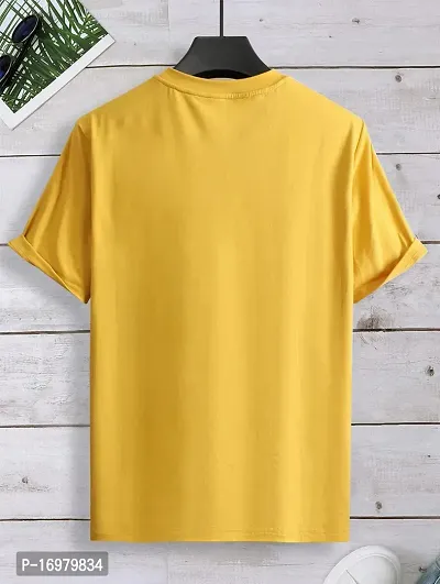 Reliable Yellow Cotton Blend Printed Round Neck Tees For Men-thumb2