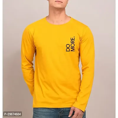 Reliable Yellow Cotton Blend Printed Round Neck Full Sleeve T Shirt For Men-thumb0