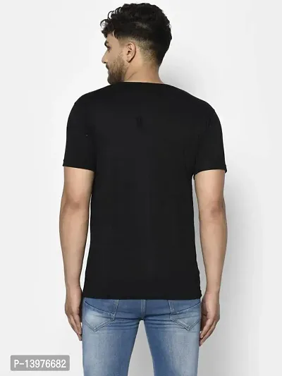 Reliable Black Cotton Blend Printed Round Neck Tees For Men-thumb2