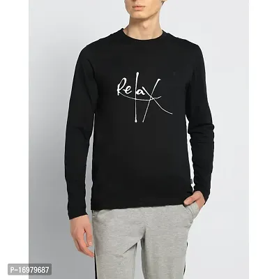 Reliable Black Cotton Blend Printed Round Neck Tees For Men