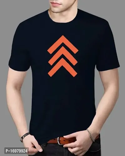 Reliable Black Cotton Blend Printed Round Neck Tees For Men