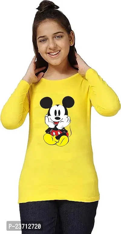 Stylish Fancy Cotton Blend Printed Round Neck T-Shirt For Girls-thumb0