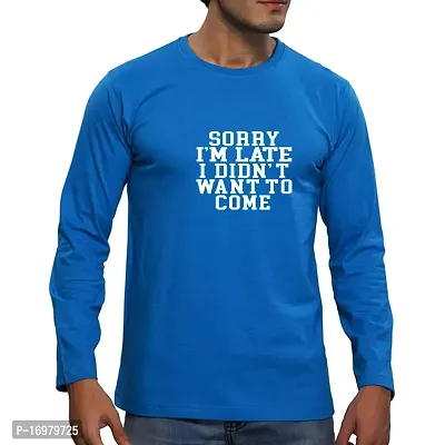 Reliable Blue Cotton Blend Printed Round Neck T-Shirt For Men