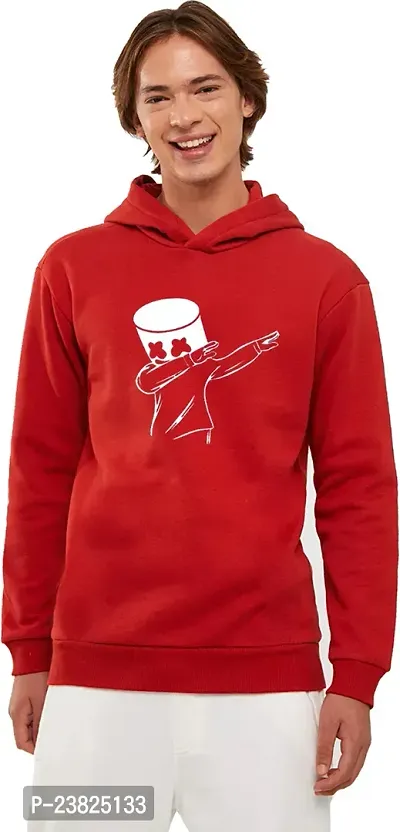 Elegant Red Cotton Blend Printed Long Sleeves Hoodies Sweatshirts For Men