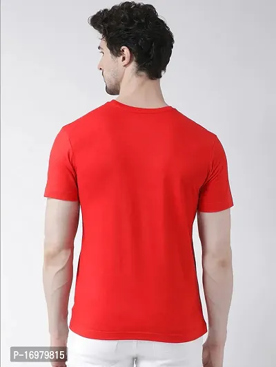 Reliable Red Cotton Blend Printed Round Neck Tees For Men-thumb2