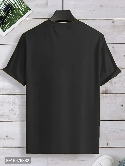 Reliable Black Cotton Blend Printed Round Neck Tees For Men-thumb2