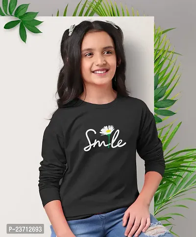 Stylish Fancy Cotton Blend Printed Round Neck T-Shirt For Girls