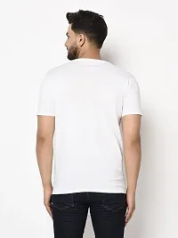 Reliable White Cotton Blend Solid Round Neck Tees For Men-thumb1