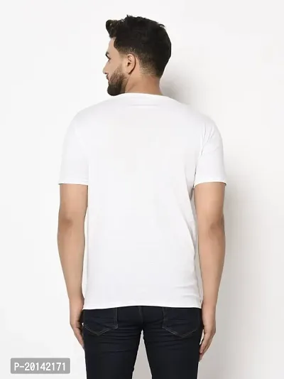 Reliable White Cotton Blend Solid Round Neck Tees For Men-thumb2