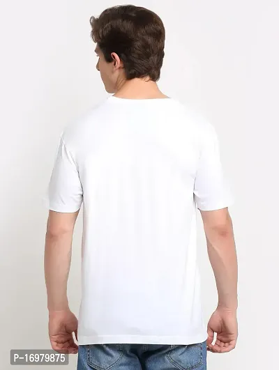 Reliable White Cotton Blend Printed Round Neck Tees For Men-thumb2