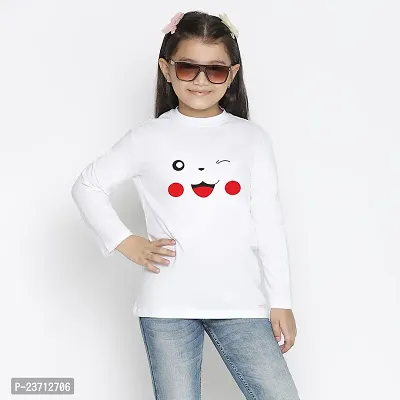 Stylish Fancy Cotton Blend Printed Round Neck T-Shirt For Girls