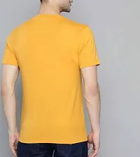 Reliable Yellow Cotton Blend Solid Round Neck Tees For Men-thumb1