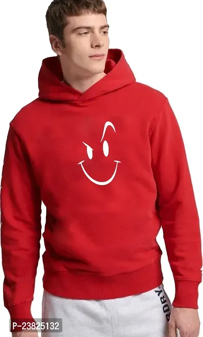 Elegant Red Cotton Blend Printed Long Sleeves Hoodies Sweatshirts For Men