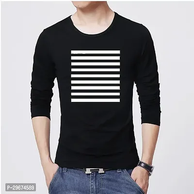 Reliable Black Cotton Blend Printed Round Neck Full Sleeve T Shirt For Men-thumb0