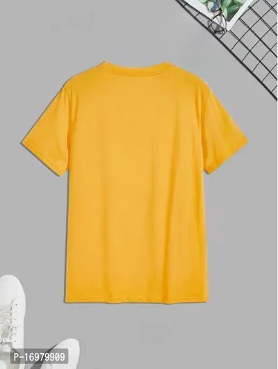 Reliable Yellow Cotton Blend Printed Round Neck Tees For Men-thumb2