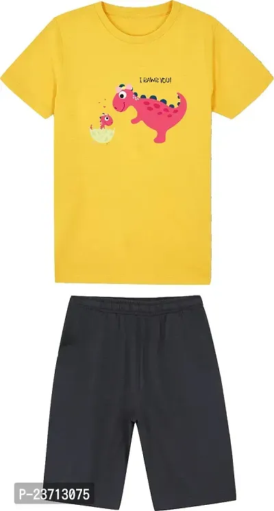 Stylish Fancy Cotton Blend Printed T-ShirtS With Shorts For Boys