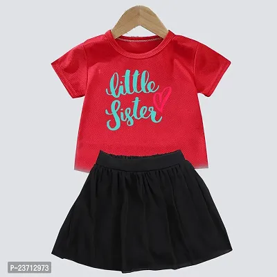 Stylish Fancy Cotton Blend Printed Top With Bottom Set For Girls