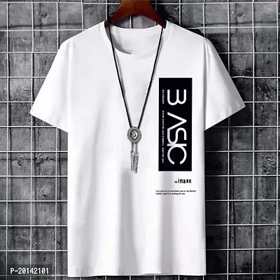 Reliable White Cotton Blend Solid Round Neck Tees For Men