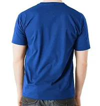 Reliable Blue Cotton Blend Solid Round Neck Tees For Men-thumb1