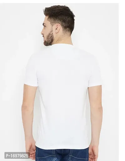 Reliable White Cotton Blend Printed Round Neck Tees For Men-thumb2