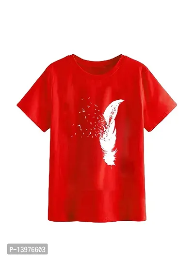 Reliable Red Cotton Blend Printed Round Neck Tees For Men