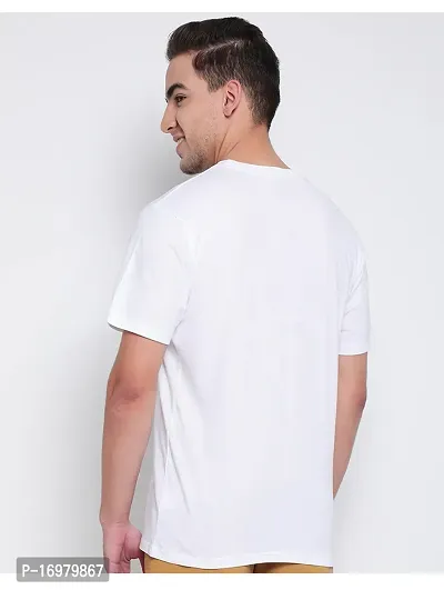 Reliable White Cotton Blend Printed Round Neck Tees For Men-thumb2