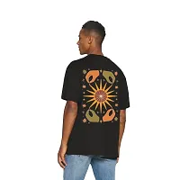 Stylish Black Cotton Blend Printed Round Neck Tees For Men-thumb2