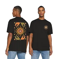 Stylish Black Cotton Blend Printed Round Neck Tees For Men-thumb1