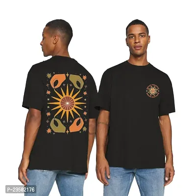 Stylish Black Cotton Blend Printed Round Neck Tees For Men-thumb2