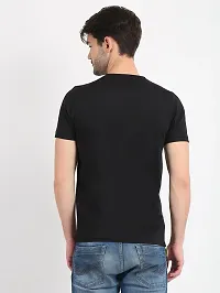 Reliable Black Cotton Blend Printed Round Neck Tees For Men-thumb1