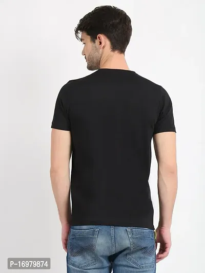 Reliable Black Cotton Blend Printed Round Neck Tees For Men-thumb2