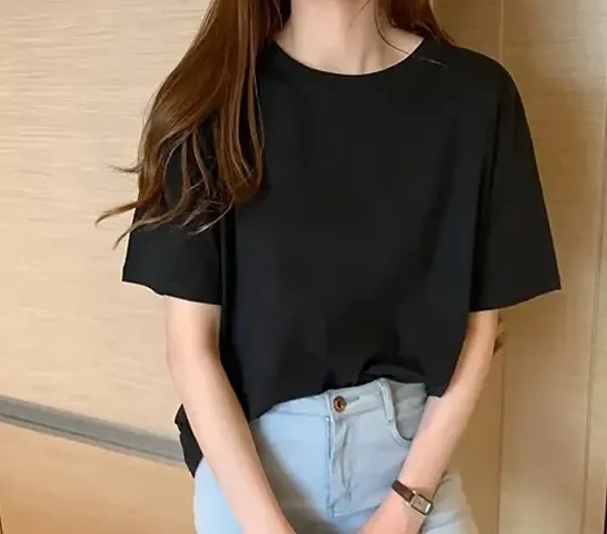 Cotton Solid T-shirt For Women