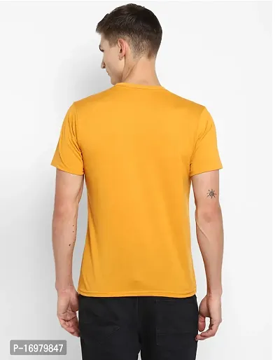 Reliable Yellow Cotton Blend Printed Round Neck Tees For Men-thumb2