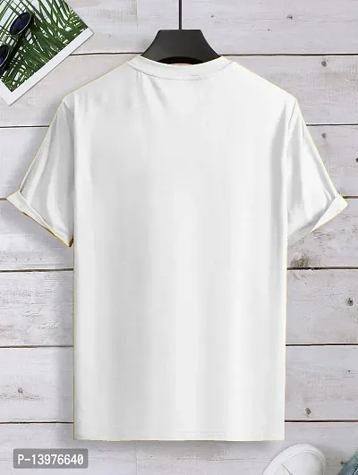 Reliable White Cotton Blend Printed Round Neck Tees For Men-thumb2