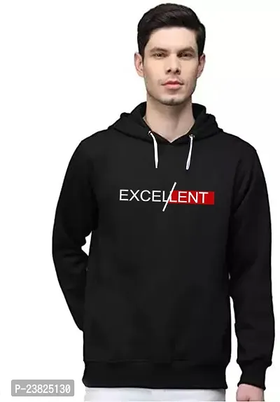 Elegant Black Cotton Blend Printed Long Sleeves Hoodies Sweatshirts For Men