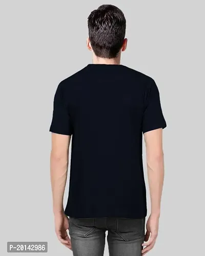 Reliable Black Cotton Blend Solid Round Neck Tees For Men-thumb3