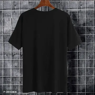 Reliable Black Cotton Blend Solid Round Neck Tees For Men-thumb2