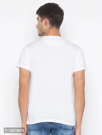 Reliable White Cotton Blend Printed Round Neck Tees For Men-thumb2