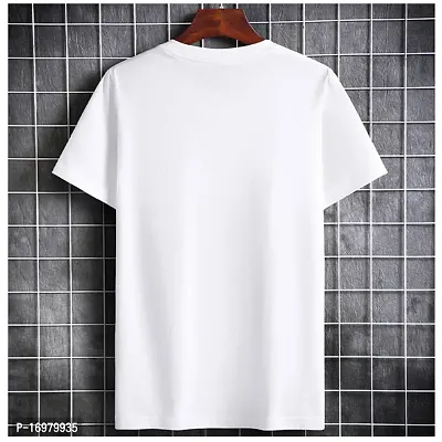 Reliable White Cotton Blend Printed Round Neck Tees For Men-thumb2