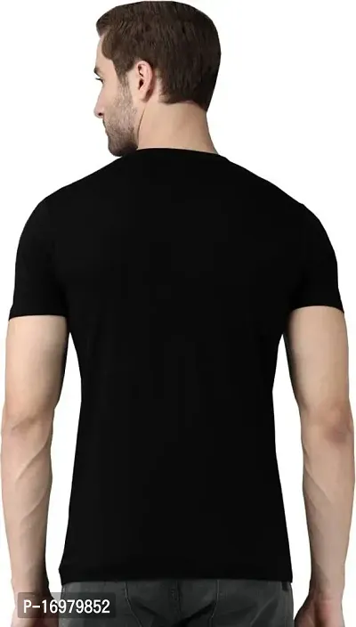 Reliable Black Cotton Blend Printed Round Neck Tees For Men-thumb2