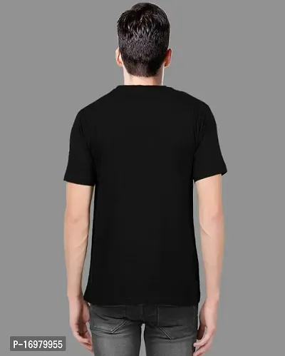 Reliable Black Cotton Blend Printed Round Neck Tees For Men-thumb2