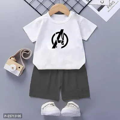 Stylish Fancy Cotton Blend Printed T-ShirtS With Shorts For Boys