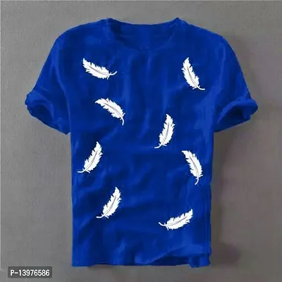 Reliable Blue Cotton Blend Printed Round Neck Tees For Men-thumb0