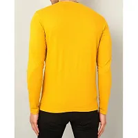 Reliable Yellow Cotton Blend Printed Round Neck T-Shirt For Men-thumb1