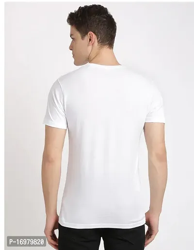 Reliable White Cotton Blend Printed Round Neck Tees For Men-thumb2