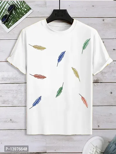 Reliable White Cotton Blend Printed Round Neck Tees For Men