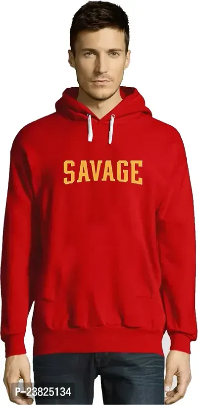 Elegant Red Cotton Blend Printed Long Sleeves Hoodies Sweatshirts For Men