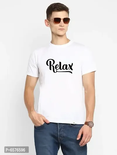 Reliable White Cotton Blend Printed Round Neck Tees For Men-thumb0