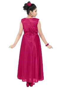 Stylish Red Satin Solid Dress For Girls-thumb1