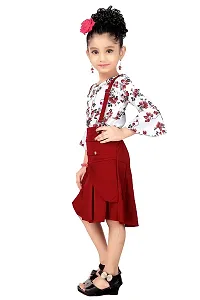 Stylish Polyester Spandex Maroon Printed Dress For Girls-thumb1